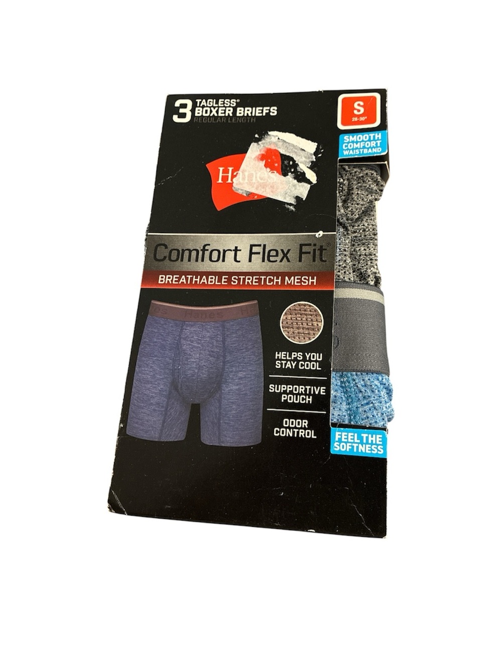 Hanes Mens Comfort Flex Fit Breathable Stretch Mesh 3 Pack Boxer Briefs, Small
